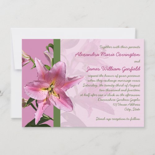 Pink Stargazer Lily Wedding invitation 3