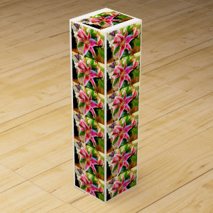 pink stargazer lily wine box