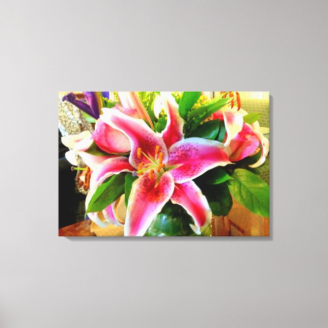 pink stargazer lily wrapped canvas (Front)