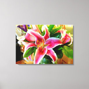 pink stargazer lily wrapped canvas print