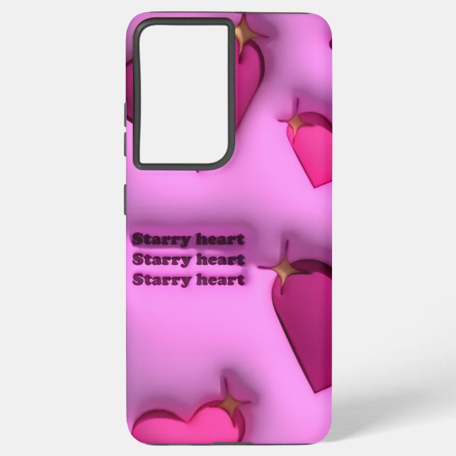 Pink Starry Heart Pattern Y2K Aesthetic Samsung Galaxy Case (Back)