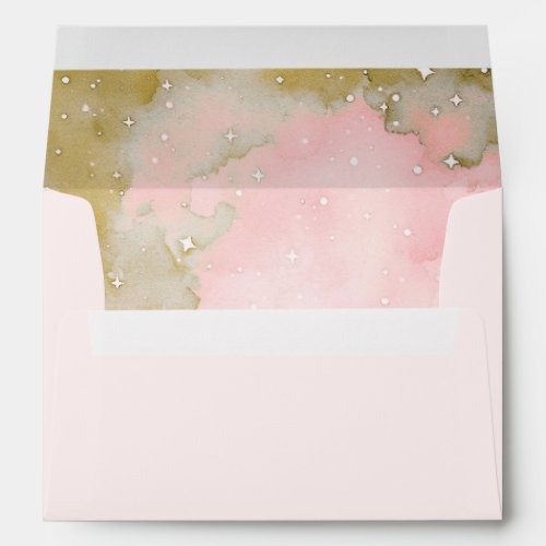 Pink Starry Night and Bat Cute Baby Shower Envelope
