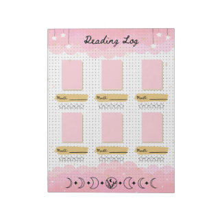 Pink Starry Sky Bullet Journal Reading Log Notepad