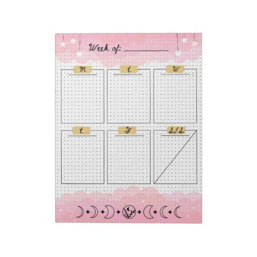 Pink Starry Sky Bullet Journal Weekly Planner Notepad