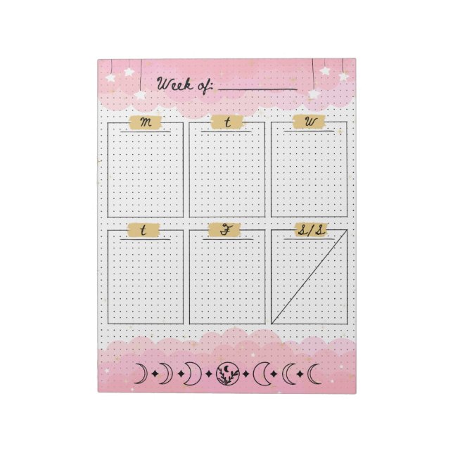 Pink Starry Sky Bullet Journal Weekly Planner Notepad (Rotated)
