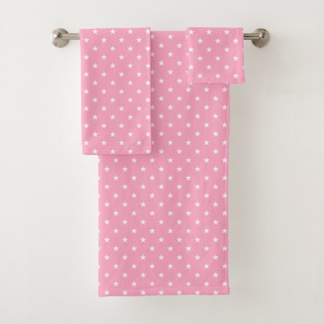 Pink Stars Bath Towel Set (Insitu)