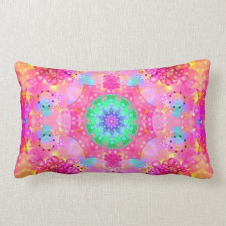 Pink Stars & Bubbles Fractal Pattern Lumbar Pillow