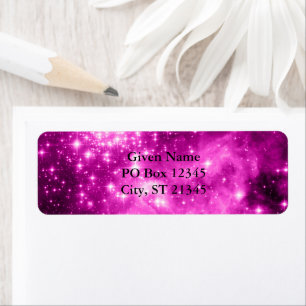 Pink Stars Celestial Digital Art Label