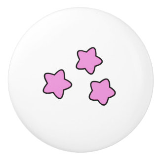 Pink Stars Ceramic Knob