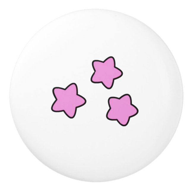Pink Stars Ceramic Knob (Front)