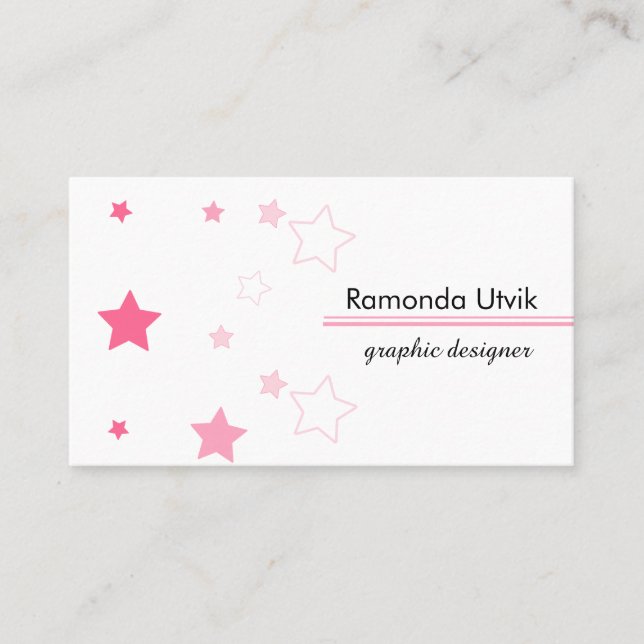 Pink Stars Clean Business Card (Front)