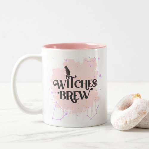 Pink Stars Constellation _ Witches Brew Halloween Two_Tone Coffee Mug