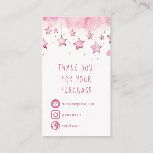 Pink stars dreamy thank you enclosure card