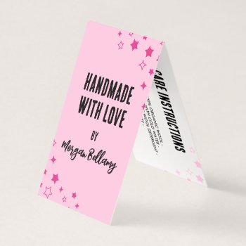 Pink Stars Handmade With Love Hang Tag by birchandoak at Zazzle