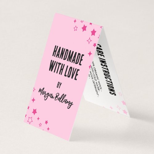 Pink Stars Handmade With Love Hang Tag