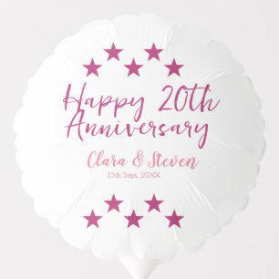 pink stars happy 20th anniversary wedding trendy b balloon