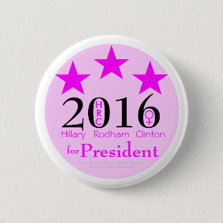 Pink Stars Hillary Rodham Clinton 1st Female Pres. Pinback Button