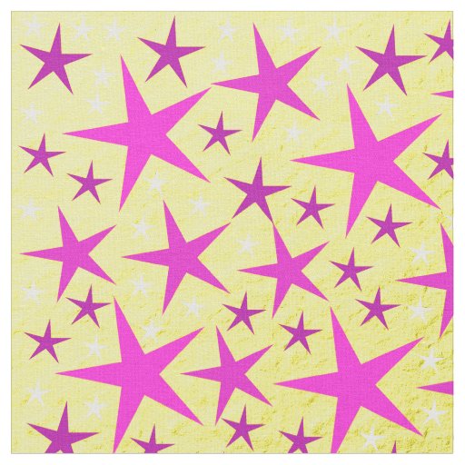 pink stars in gold background fabric