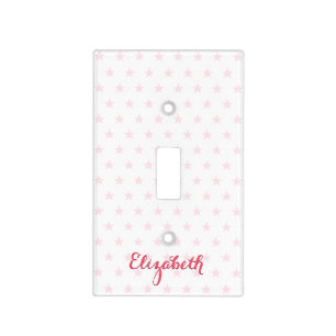 Pink Stars Monogram Girly Nursery Girls Kids Room Light Switch Cover