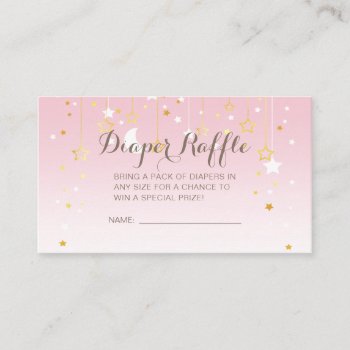 Pink Stars Moon Baby Shower Enclosure Card by FancyMeWedding at Zazzle