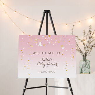 Pink Stars Moon Baby Shower Foam Board