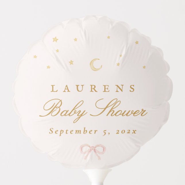 Pink Stars Moon Princess Fairytale Baby Shower  Balloon (Front)