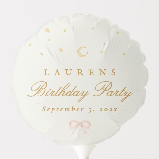 Pink Stars Moon Princess Fairytale Birthday Party Balloon (Front)