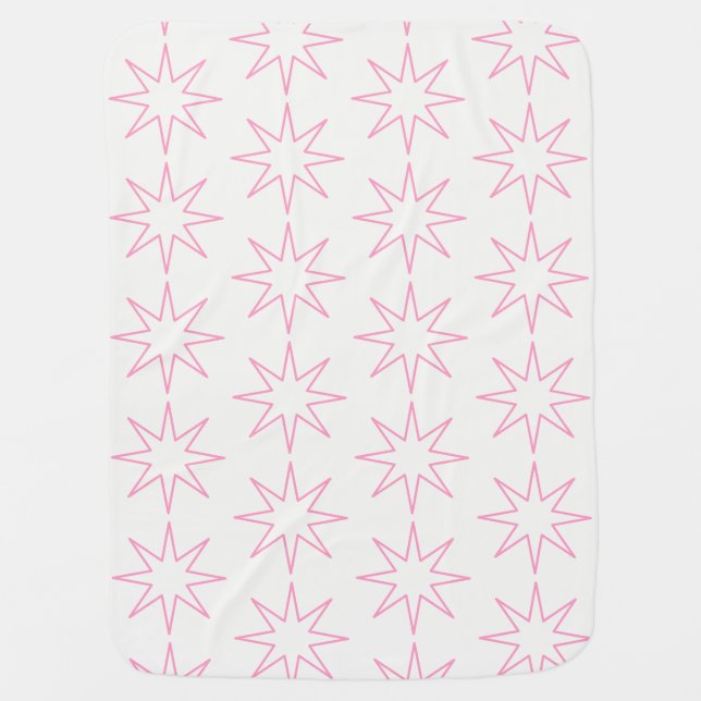 Pink Stars On Off-White Background Baby Blanket (Front)