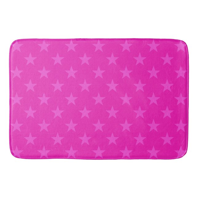 Pink stars pattern bathroom mat (Front)