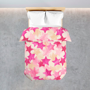 Pink Stars Pattern Girl Bedroom Duvet Cover