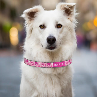 Pink Stars Pattern Girly Celestial Space Stars Pet Collar