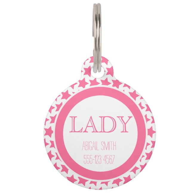 Pink stars pattern | Personalized Pet Tag