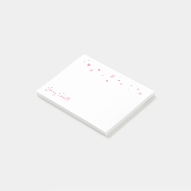 Pink Stars Personalized Post-it Notes (Angled)