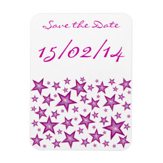 Pink Stars 'Save the Date' flexible magnet white