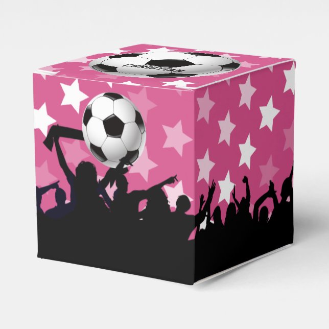 Pink Stars Soccer Ball and Fans Favor Boxes (Front Side)