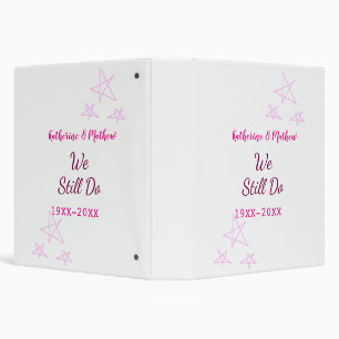Pink stars Vow renewal anniversary wedding modern  3 Ring Binder