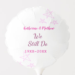 Pink stars Vow renewal anniversary wedding modern  Balloon