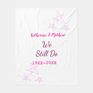 Pink stars Vow renewal anniversary wedding modern  Fleece Blanket
