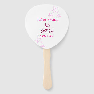 Pink stars Vow renewal anniversary wedding modern  Hand Fan