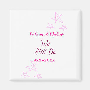Pink stars Vow renewal anniversary wedding modern Magnet
