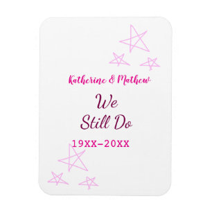 Pink stars Vow renewal anniversary wedding modern  Magnet