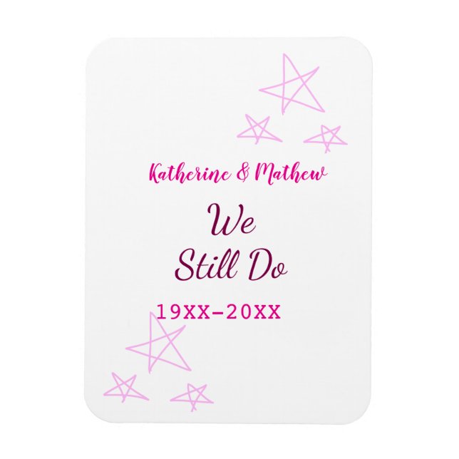 Pink stars Vow renewal anniversary wedding modern  Magnet (Vertical)