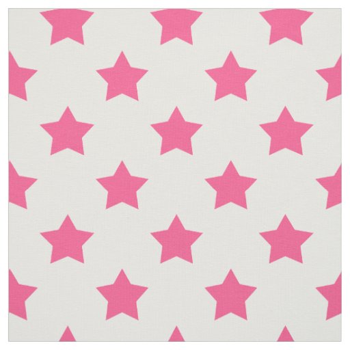 Pink Stars White Background Textile Fabric