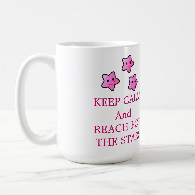 Pink Stars with Saying Coffee Mug (Left)