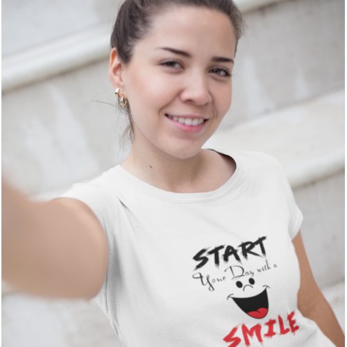 Pink Start Your Day With A Smile T_Shirt
