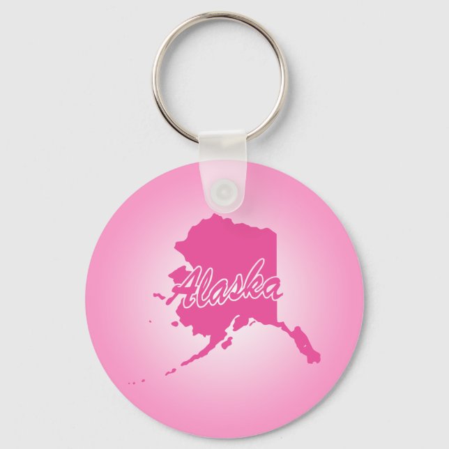 Pink State Alaska Keychain (Front)