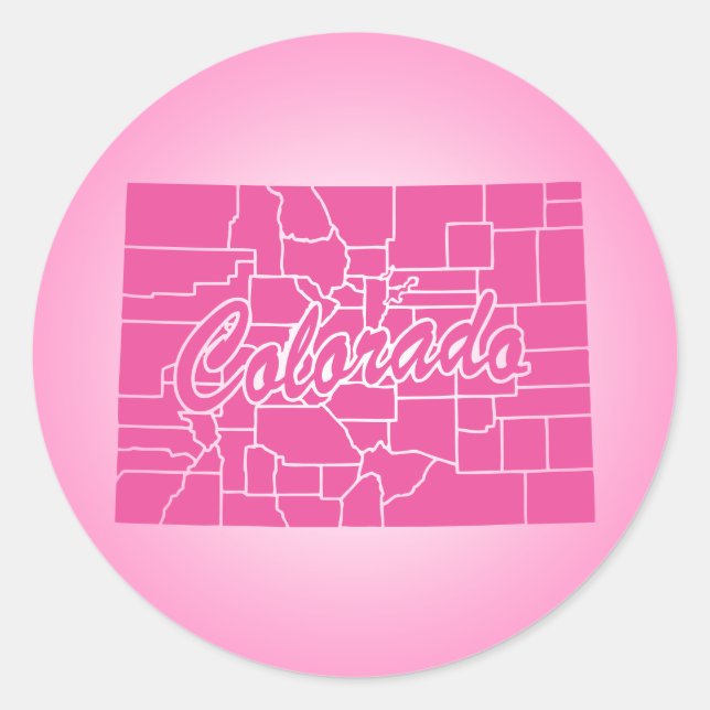 Pink State Colorado Classic Round Sticker (Front)