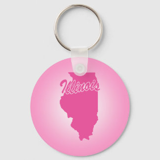 Pink State Illinois Keychain