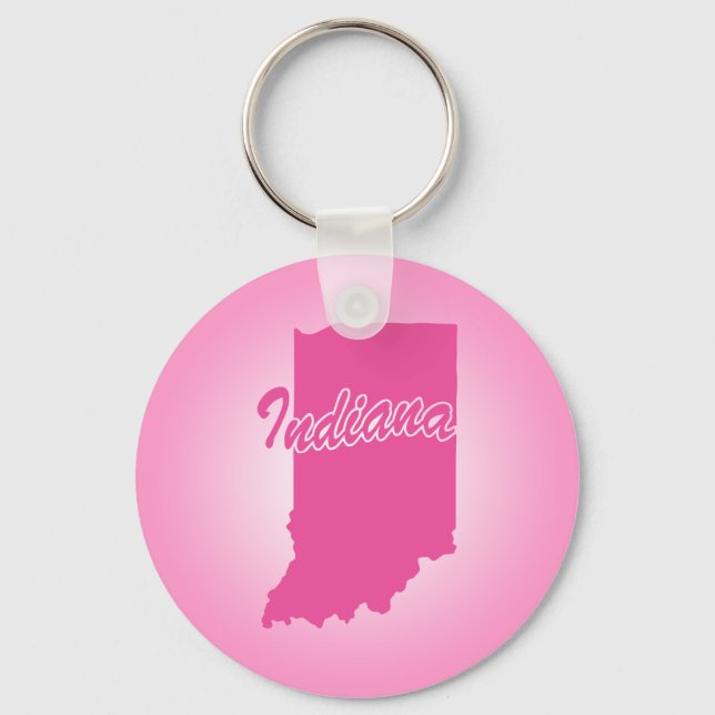 Pink State Indiana Keychain (Front)