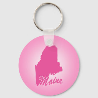 Pink State Maine Keychain